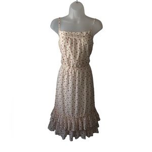 DRESS - Women's GAP White Sundress with Pink Polka Dots and Ruffles. Size Small